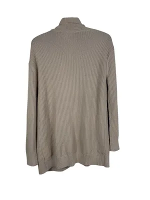 Club Monaco 100% Cotton Cable Knit Cardigan Beige Open Front Oversized XS thumbnail 2