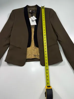 Sinequanone Brown Blazer with Black Shawl Lapel - Women's Tailored Jacket thumbnail 3