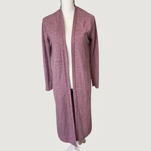 Free People Beach Womens XS Duster Cardigan Heathered Mauve Open Front Longline thumbnail 2