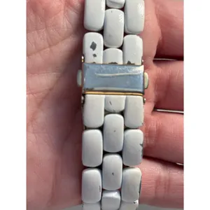 Embassy by Gruen White Enamel Crystal Bezel Quartz Watch Gold Tone Accents thumbnail 3