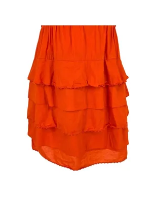 Maeve Anthropologie Y2K Terrasina Tiered Ruffle Mini Dress Orange Size XS thumbnail 8