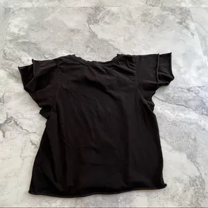 Tresics Black Flutter Sleeve Jersey Crop Top‎ Size Small thumbnail 3