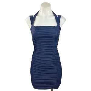 Tiger Mist Tilly Navy Blue Square Neck Ruched Fitted Mini Bodycon Dress Size XS thumbnail 4
