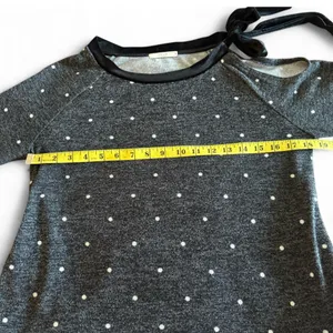 Le Lis Gray Polka Dot Sweater Black Velvet Bow Sleeve Size M thumbnail 6