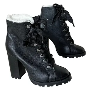 Schutz Zhara Winter Bootie Womens 8.5 B Black Lace Up Chunky Combat Boots Grunge thumbnail 4