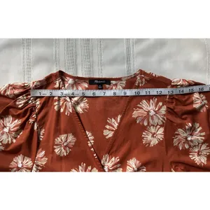 Madewell Women's Wrap Floral Print Mini Dress Burnt Orange/ Rusty Size XL EUC thumbnail 6