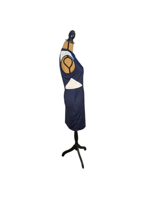 NWT PGA TOUR Women’s Golf Dress M Navy White Mesh Colorblock 1/4 Zip Pockets thumbnail 2