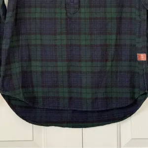 LL Bean Women's Scotch Plaid‎ Flannel Shirt Quarter Zip Indigo Tartan Small thumbnail 4