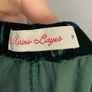 Marine Layer Bella Velvet Pants Slouchy Wide Leg Women Medium Green Drawstring thumbnail 11