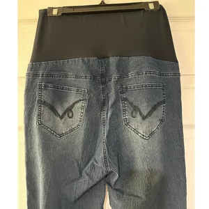 Oh! Mamma Dark Wash Full Panel Maternity Jeans L Over-the-Belly Pregnancy Denim thumbnail 6