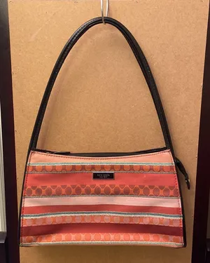 Vintage Kate Spade leather & clothe shoulder purse clutch bag thumbnail 1