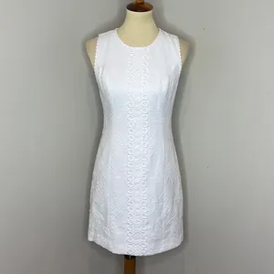 Lilly Pulitzer Mila Stretch Shift in Resort White Turtle Pucker Jacquard thumbnail 2
