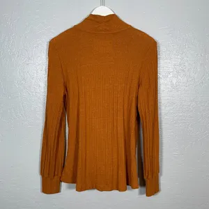 Maeve Anthropologie Women M Orange Rafela Ribbed Hacci Surplice Sweater Boho thumbnail 5