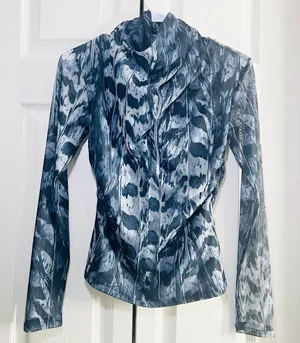 AllSaints Tia Long Sleeve Mesh Top in Inez Blue - US 4 thumbnail 1