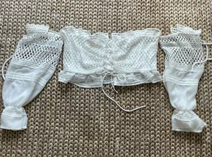 The Vintage Shop White Lace Sheer Corset Croptop L thumbnail 1