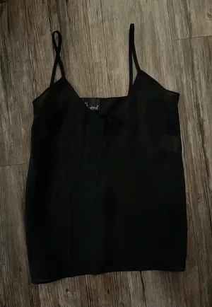VTG Carole Little Semi-Sheer Black Cami Tank Top Sz 6 thumbnail 1