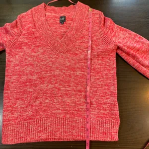 GAP Pink Marled Y2K Style V-Neck Sweater S Clean Girl Cozycore 100% Cotton Knit thumbnail 11