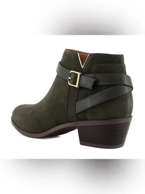 Vionic NWOB Women's Olive Green Suede Ankle Boot with Buckle Strap Size 6.5 thumbnail 3
