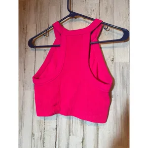 Aerie Cropped Ribbed‎ Pink tank Size Large thumbnail 2