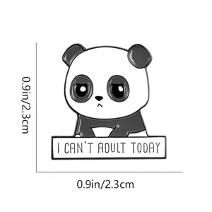 Panda I Can’t‎ Adult Today Brooch Pin Enamel Black/White thumbnail 6
