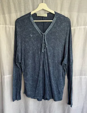 Vintage Havana Pale Tie-Dye Lace Up Long Sleeve Top thumbnail 1