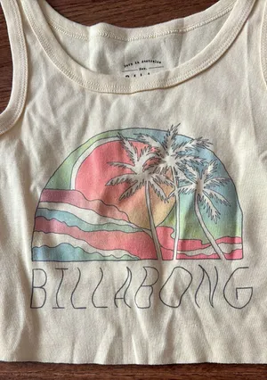 Nwt Billabong Escape Nature Cropped Womens Tank - Retro Yellow thumbnail 2