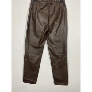 Anthropologie Ankle Pants Brown Faux Leather Drawstring Pockets Women's XS thumbnail 6