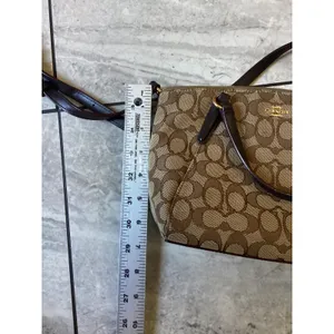 Coach Kelsey Satchel Signature Jacquard Canvas Brown Crossbody Bag F27580 thumbnail 9