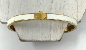 Kate Spade gold tone and white enamel hinged bangle bracelet thumbnail 2