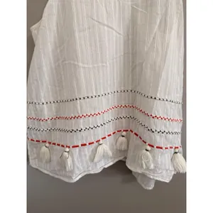Lou & Grey‎ Tank Top Womens Medium White Cotton Gauze Embroidered Tassel Boho thumbnail 2