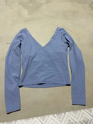 Aerie offline long sleeve ribbed cropped shirt blue small thumbnail 11