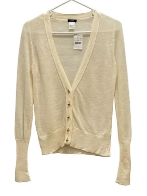 NEW J.Crew Cardigan Womens S Ivory Alpaca Merino Wool V-Neck‎ Rhinestone 33966 thumbnail 1