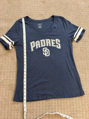 San Diego Padres Women's V-Neck T-Shirt Size Large Blue 5th & Ocean Y2K thumbnail 7