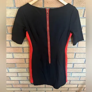 ELIZA J Black & White Striped Short Sleeve Back Zip Jersey Dress Size 4 thumbnail 3