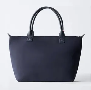 Zara Blue Nylon Tote Bag Purse‎ Capsule Bonjour Le Monde French Resort thumbnail 1
