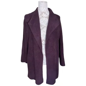 Barefoot Dreams CozyChic Plum Purple Knit Robe Size L Soft Lounge Sweater thumbnail 4