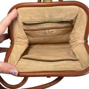 Vintage Cabra Nappa Brown Leather Handbag‎ Mini Purse Clip Closure Argentina thumbnail 5