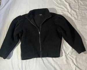 Express Black Teddy Sherpa Zip Jacket thumbnail 1