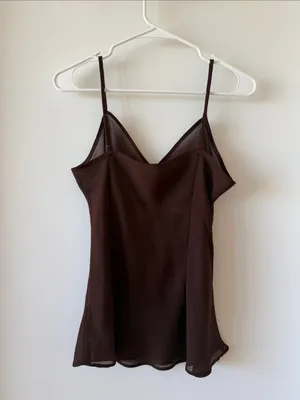 Women's Brown Sheer Slip Tank Top Size M thumbnail 4