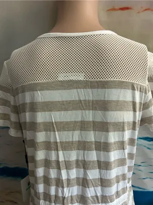 Calvin Klein Beige & White Striped Knit Dress with Mesh Yoke SZ 8 NWT thumbnail 9