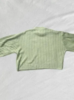 light green ribbed knit mock neck Princess Polly sweater thumbnail 6
