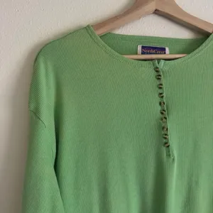 Vintage NorthCrest Green Ribbed Henley Shirt L 90s Y2K Granola Outdoor thumbnail 2