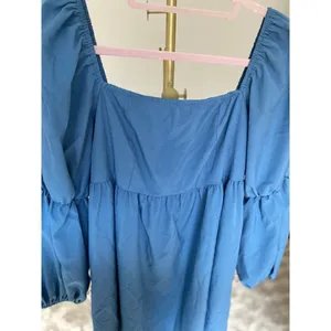 Exlura Square Neck Mini Dress Coquette Puff Sleeve Romantic Boho Babydoll Luxe L thumbnail 4