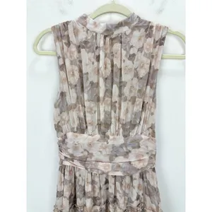 Lulus Happily Sweet Beige Floral Mock Neck Backless Midi Dress Cocktail S NWT thumbnail 14