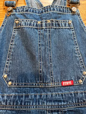 Ethyl Denim Overalls Bibs Cropped Vintage Blue thumbnail 4