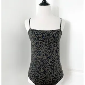 Express Olive Green Animal Print Bodysuit size small thumbnail 2