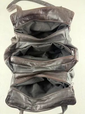 Vintage Genuine Leather Tote Bag Brown Slouchy Made in‎ Mexico thumbnail 10