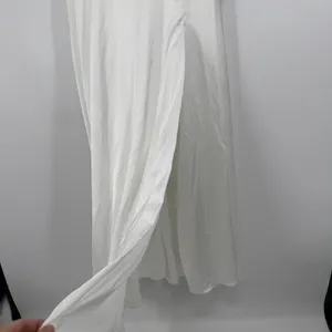Lulus Satin Maxi Dress M White Flutter Sleeve Cutout Wedding Elopement Bridal thumbnail 5