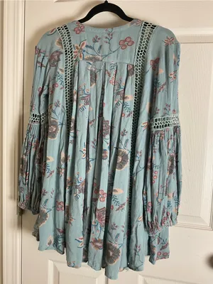 Free People Just The Two Of Us Floral Crochet Tunic Mini Dress XS thumbnail 8