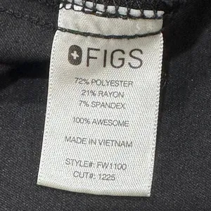 Women's FIGS Casma 3 Pocket Black Scrub Top‎ Medium Medical Healthcare Hospital thumbnail 6